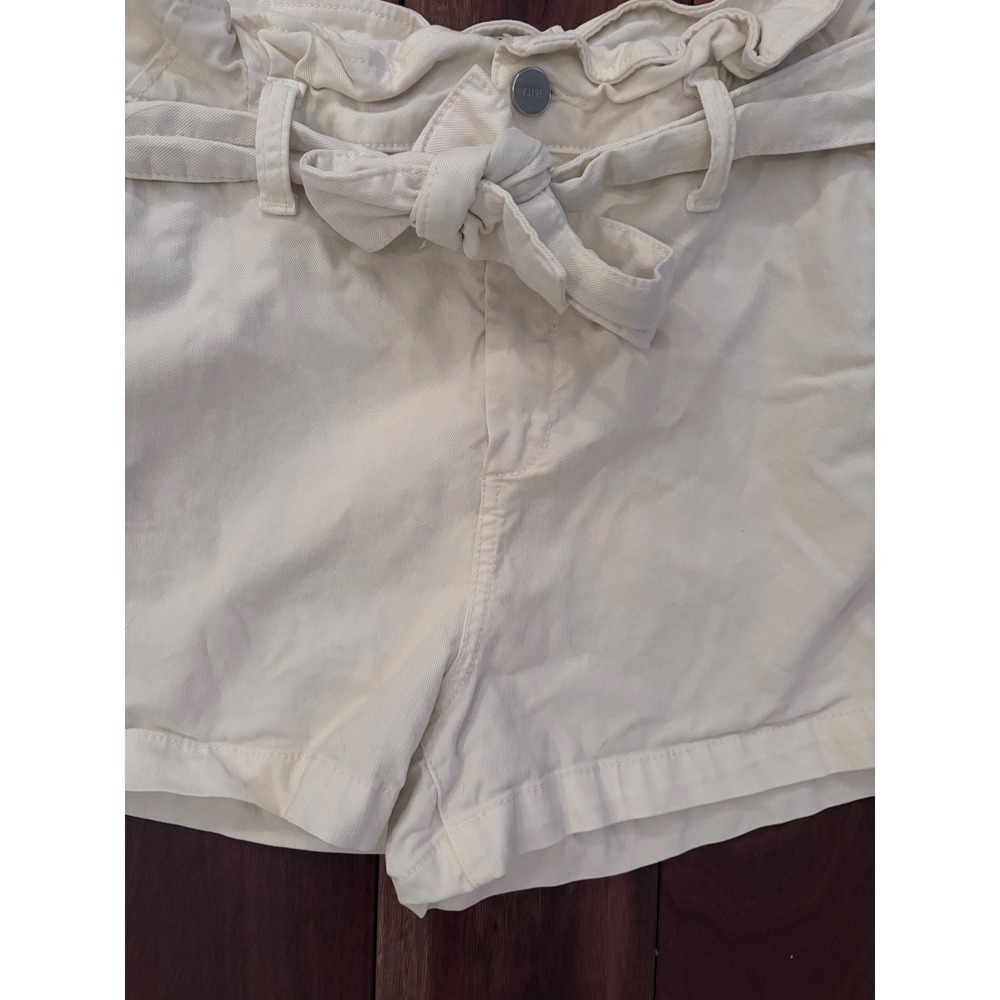PAIGE Anessa Paperbag Waist Tie Front Shorts Cream Lyocell Blend Size 29 - Picture 6 of 7